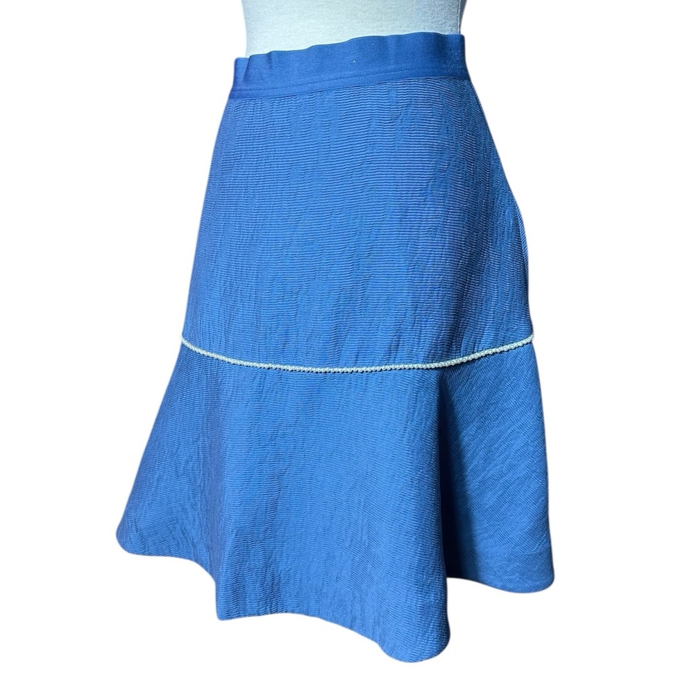 Sandro Paris Elegant Blue Women's Fit & Flare Mini Skirt With Pearl Detailing - Picture 5 of 11